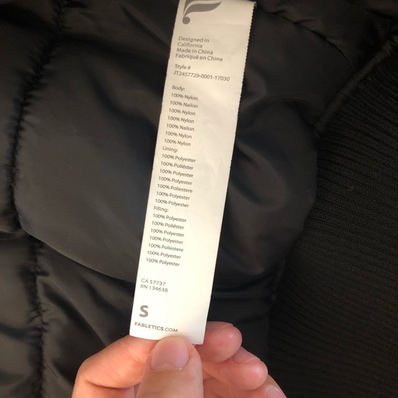Fabletics Bomber Winter Coat Black Lightweight Oversized Short Puffer Jacket. - Picture 12 of 16
